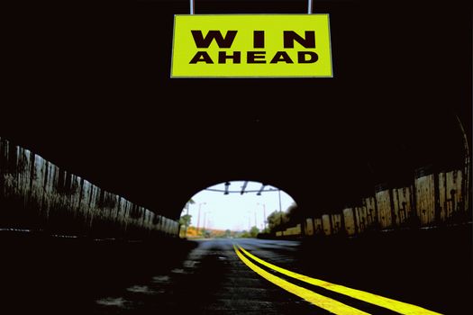 A Notice Board On A National Highway tunnel  Showing Win Concept