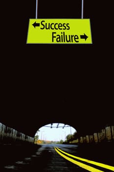 A Notice Board On A National Highway tunnel  Showing Success Failure, Concept