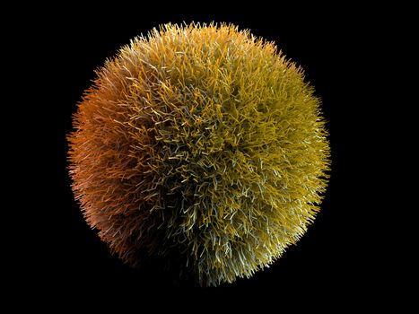 Cool yellow-green hairy ball created in 3D program