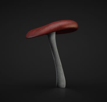 Amazing mushroom with red hat on dark background created in 3D program
