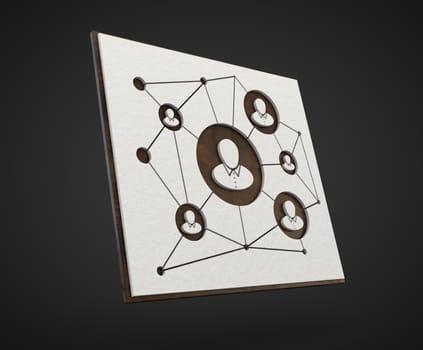 3d render of board about social network isolated on a dark background