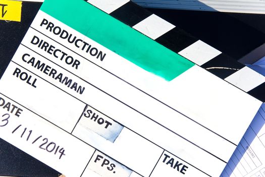 Film Slate on set close up
