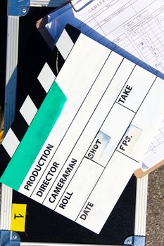 Film Slate on set close up
