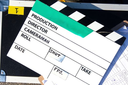 Film Slate on set close up