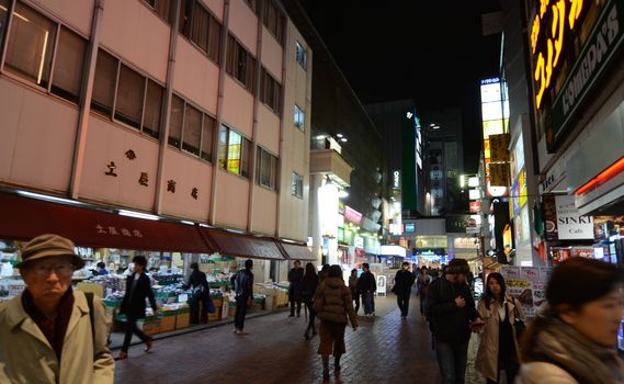 Tokyo, Japan - November 25, 2013: commercial street in the Kichijoji district on November 25, 2013  in Tokyo, Japan. Kichijoji is a neighborhood of the city of Musashino in that city Tokyo.