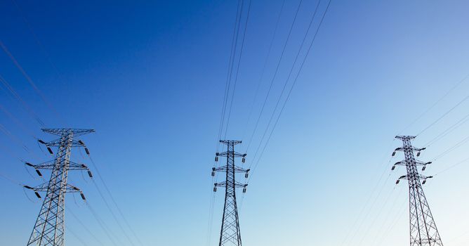 Power tower with the sky background