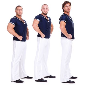 Show, striptease. Handsome guys in sailor dress
