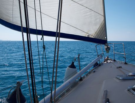 Yacht sailboat sailing Sailboat in the blue ocean great yachting vacation