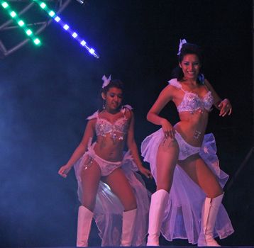 Dancers performing on stage at a carnaval in Playa del Carmen, Mexico 09 Feb 2013 No model release Editorial use only