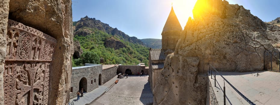 In the yard of the ancient Armenian temple complex Geghard