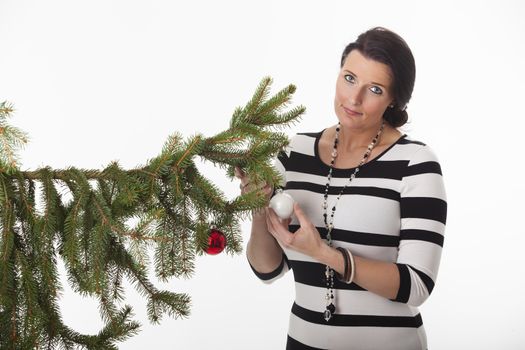 bavarian woman with a christmas tree