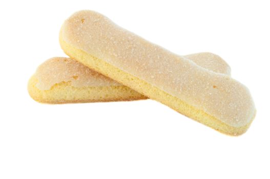 beautiful still life of ladyfingers cookies in white background