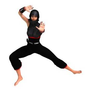 3D digital render of a ninja isolated on white background