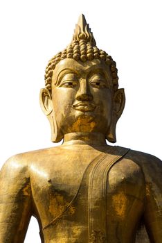 A big Buddha statue on white background. Isolate