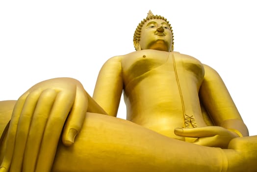 A big Buddha statue on white background. Isolate