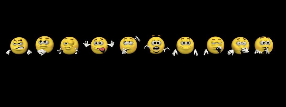 Several emoticon on black bottom