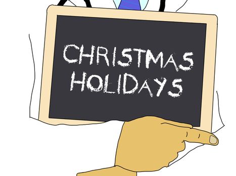 Illustration: Doctor shows information: Christmas holidays