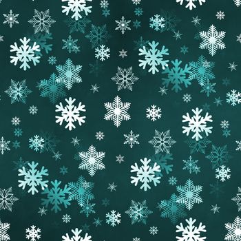 Dark green winter Christmas snowflakes with a seamless pattern as background image.