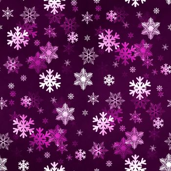Dark lilac winter Christmas snowflakes with a seamless pattern as background image.