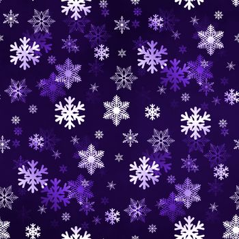 Dark lilac winter Christmas snowflakes with a seamless pattern as background image.