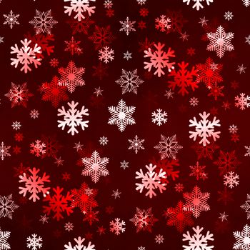 Dark red winter Christmas snowflakes with a seamless pattern as background image.