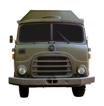 Isolated Vintage War-Time Army Truck WIth Clipping Path