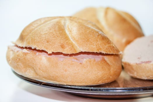 Sandwich with pasta on the plate.