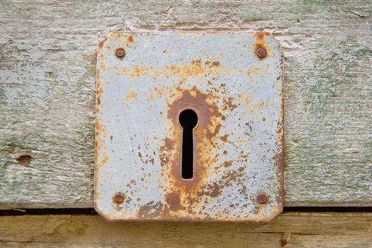 Photo shows a detail of the old door lock.