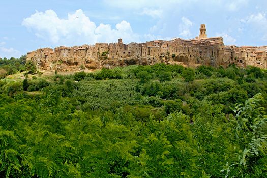 Photo shows a general view of the Tuscany city of Pitigliano.