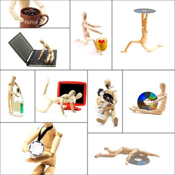 different pose and concepts wood mannequin collage collection