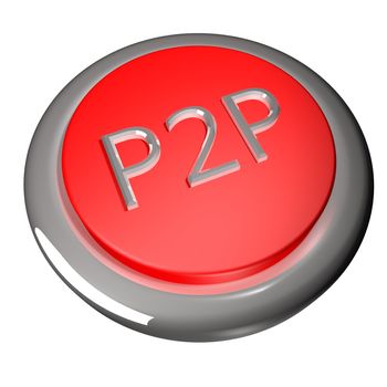 P2P button isolated over white, 3d render