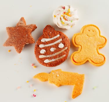 Assorted Christmas biscuits over a white plate