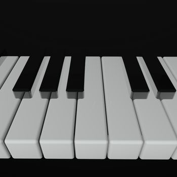 Piano keyboard in close up, 3d render