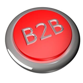 B2B button, isolated over white, 3d render