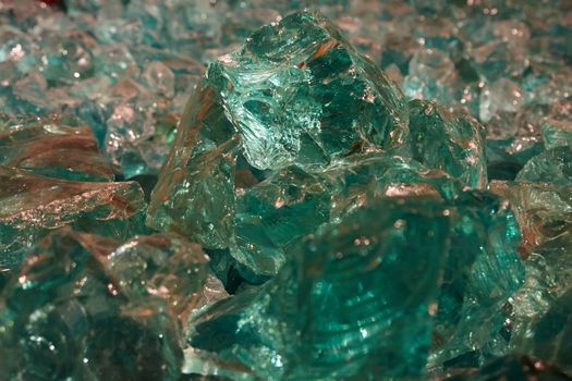 Raw aquamarine glass in close up view
