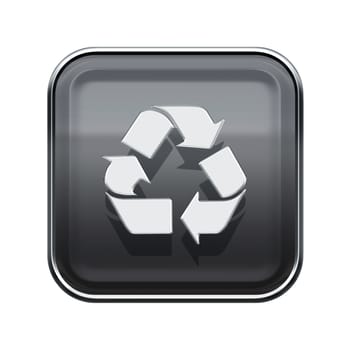 Recycling symbol glossy icon grey, isolated on white background