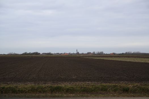 A church and meadow  in Texel, Netherlands