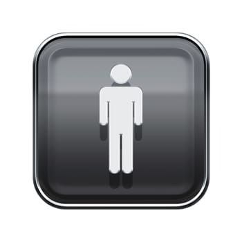 men icon glossy grey, isolated on white background