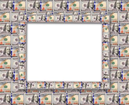 Frame from the dollars isolated on the white background