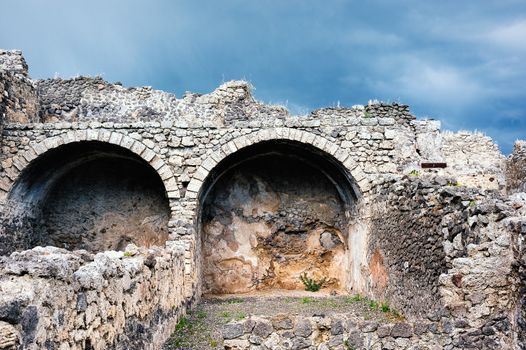 Ruins after the eruption of Vesuvius in Pompeii, Italy