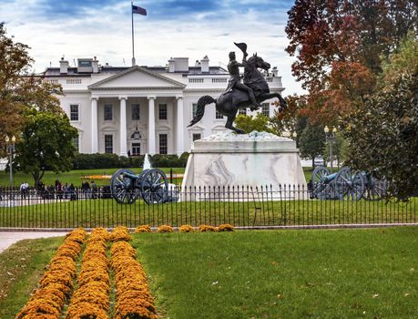 Andrew Jackson Statue Canons President's Park Lafayette Square White House Autumn Washington DC 1850 Clark Mills Sculptor