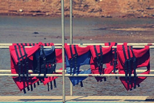 Buoyancy jackets on a rail