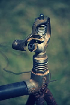 Irrigation with sprayer in a garden