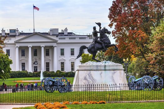 Andrew Jackson Statue Canons President's Park Lafayette Square White House Autumn Washington DC 1850 Clark Mills Sculptor