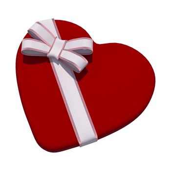 3D digital render of a Valentine heart shaped candy box isolated on white background