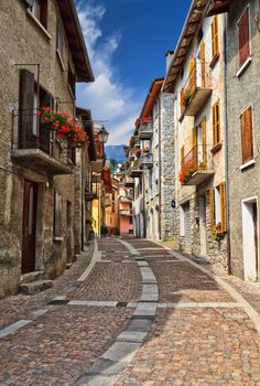 urban view in Pontedilegno, small town in Val Camonica, Lombardy, Italy