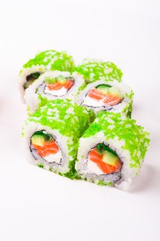 philadelphia  salmon roll isolated on white background