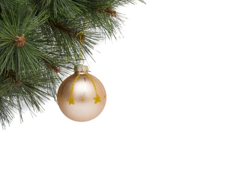 Christmas concept with baubles on white