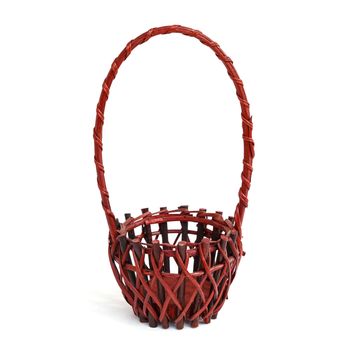 Wooden Basket handmade isolated on white background