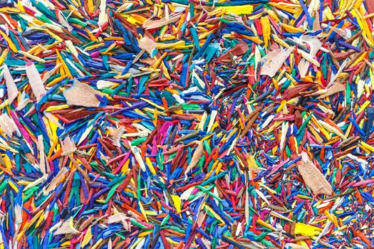 Close up colorful pencil shavings for background